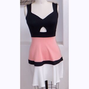 Bodycon style tri-color dress